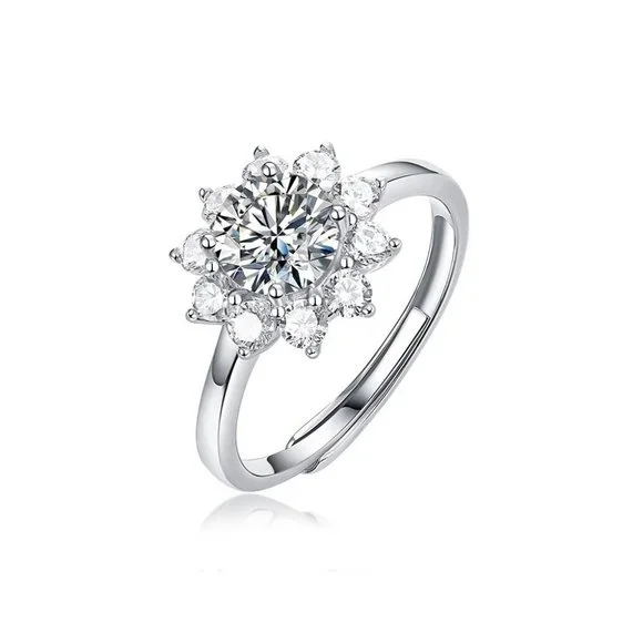 Certified 1ct. t.w. Moissanite Diamond Sunflower Ring NEW - Picture 6 of 13